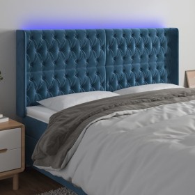 Dark blue velvet LED headboard 183x16x118/128 cm by vidaXL, Headboards and footboards - Ref: Foro24-3124448, Price: 179,72 €,...