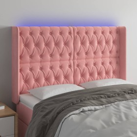 Pink velvet headboard with LED 163x16x118/128 cm by vidaXL, Headboards and footboards - Ref: Foro24-3124443, Price: 168,99 €,...