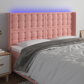 Cabecero con LED de terciopelo rosa 183x16x118/128 cm de vidaXL, Cabeceros y pies de cama - Ref: Foro24-3124547, Precio: 149,...