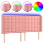 Pink velvet headboard with LED 183x16x118/128 cm by vidaXL, Headboards and footboards - Ref: Foro24-3124547, Price: 149,50 €,...