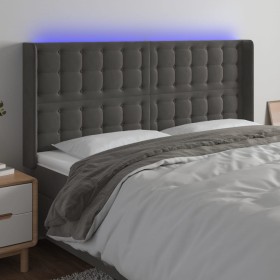 Cabecero con LED de terciopelo gris oscuro 183x16x118/128 cm de vidaXL, Cabeceros y pies de cama - Ref: Foro24-3124543, Preci...