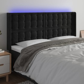 Kopfteil aus schwarzem Samt mit LED 163x16x118/128 cm von vidaXL, Kopf- und Fußteile - Ref: Foro24-3124538, Preis: 147,99 €, ...