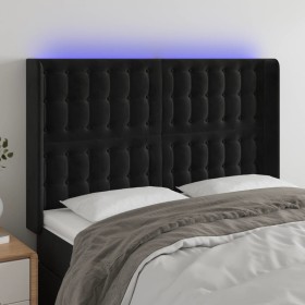 Black velvet headboard with LED 147x16x118/128 cm by vidaXL, Headboards and footboards - Ref: Foro24-3124532, Price: 141,99 €...