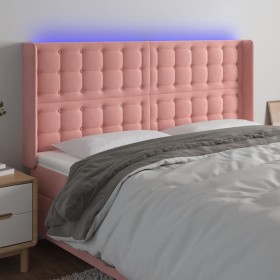 Pink velvet headboard with LED 203x16x118/128 cm by vidaXL, Headboards and footboards - Ref: Foro24-3124553, Price: 161,64 €,...