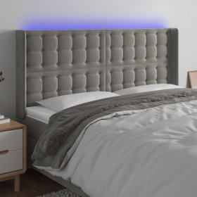 Cabecero con LED de terciopelo gris claro 183x16x118/128 cm de vidaXL, Cabeceros y pies de cama - Ref: Foro24-3124542, Precio...