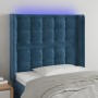 Dark blue velvet LED headboard 103x16x118/128 cm by vidaXL, Headboards and footboards - Ref: Foro24-3124528, Price: 95,23 €, ...