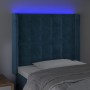 Dark blue velvet LED headboard 103x16x118/128 cm by vidaXL, Headboards and footboards - Ref: Foro24-3124528, Price: 91,69 €, ...