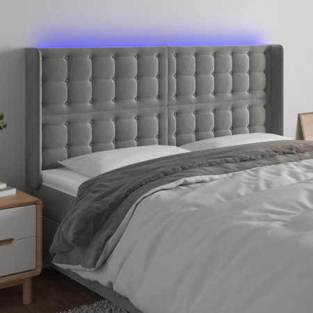 Cabecero con LED de terciopelo gris claro 163x16x118/128 cm de vidaXL, Cabeceros y pies de cama - Ref: Foro24-3124536, Precio...