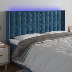 Cabecero con LED de terciopelo azul oscuro 183x16x118/128 cm de vidaXL, Cabeceros y pies de cama - Ref: Foro24-3124546, Preci...