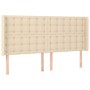 Cream fabric headboard with LED 183x16x118/128 cm by vidaXL, Headboards and footboards - Ref: Foro24-3124501, Price: 147,90 €...