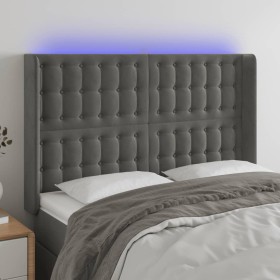 Cabecero con LED de terciopelo gris oscuro 147x16x118/128 cm de vidaXL, Cabeceros y pies de cama - Ref: Foro24-3124531, Preci...