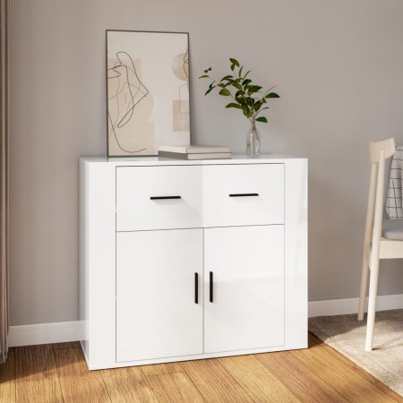 Glossy white plywood sideboard 80x33x70 cm by vidaXL, Sideboards - Ref: Foro24-816570, Price: 85,60 €, Discount: %