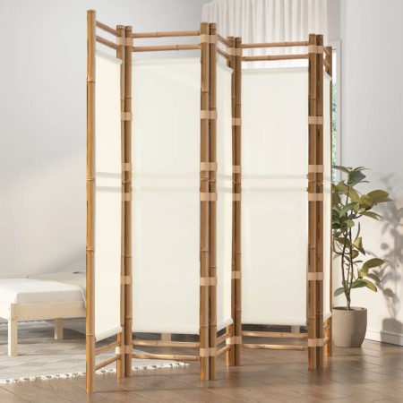 Biombo plegable de 5 paneles bambú y lona 200 cm de vidaXL, Divisores de ambientes - Ref: Foro24-350625, Precio: 123,94 €, De...