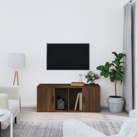 Mueble TV madera contrachapada color marrón roble 100x35x40 cm de vidaXL, Muebles TV - Ref: Foro24-816807, Precio: 66,86 €, D...