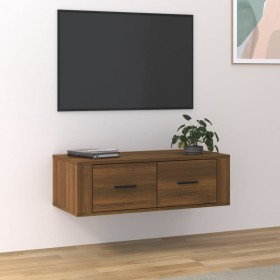 Hanging TV cabinet brown oak plywood 80x36x25cm by vidaXL, TV Furniture - Ref: Foro24-816839, Price: 48,99 €, Discount: %