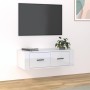 Wall-mounted TV stand in glossy white wood, 80x36x25 cm by vidaXL, TV Furniture - Ref: Foro24-816834, Price: 41,14 €, Discoun...