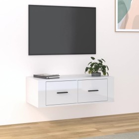 Mueble de TV colgante madera blanco brillante 80x36x25 cm de vidaXL, Muebles TV - Ref: Foro24-816834, Precio: 40,85 €, Descue...