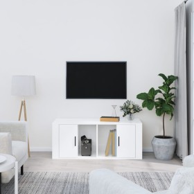 Mueble de TV madera contrachapada blanco brillo 100x35x40 cm de vidaXL, Muebles TV - Ref: Foro24-816802, Precio: 62,99 €, Des...