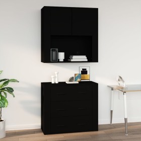 Black plywood wall cabinet 80x33x80 cm by vidaXL, Sideboards - Ref: Foro24-816585, Price: 91,19 €, Discount: %