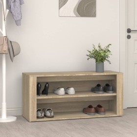 Mueble zapatero madera contrachapada roble Sonoma 100x35x45 cm de vidaXL, Zapateros y organizadores de calzado - Ref: Foro24-...