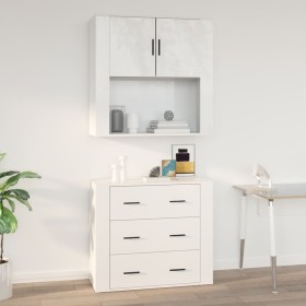 Plywood white gloss wall-mounted cabinet 80x33x80 cm by vidaXL, Sideboards - Ref: Foro24-816586, Price: 80,99 €, Discount: %