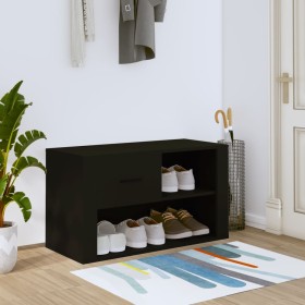 Shoe cabinet made of black plywood wood 80x35x45 cm by vidaXL, Shoe racks and shoe organizers - Ref: Foro24-816753, Price: 47...