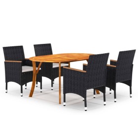 Juego de comedor para jardín de 5 piezas negro de vidaXL, Conjuntos de jardín - Ref: Foro24-3071987, Precio: 450,99 €, Descue...