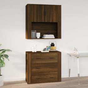 Armario de pared madera contrachapada marrón roble 80x33x80 cm de vidaXL, Aparadores - Ref: Foro24-816591, Precio: 74,99 €, D...