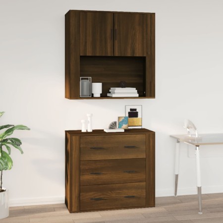 Oak brown plywood wall cabinet 80x33x80 cm by vidaXL, Sideboards - Ref: Foro24-816591, Price: 74,99 €, Discount: %