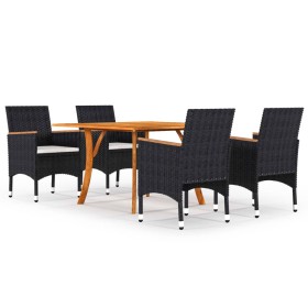 Juego de comedor para jardín de 5 piezas negro de vidaXL, Conjuntos de jardín - Ref: Foro24-3071933, Precio: 447,98 €, Descue...