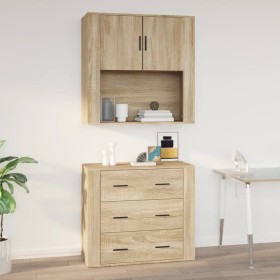 Armario de pared madera contrachapada roble sonoma 80x33x80 cm de vidaXL, Aparadores - Ref: Foro24-816587, Precio: 98,99 €, D...