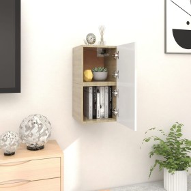 Mueble de salón pared 2 uds blanco y roble Sonoma 30,5x30x30 cm de vidaXL, Muebles TV - Ref: Foro24-804497, Precio: 56,36 €, ...