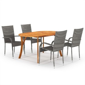 Juego de comedor para jardín 5 piezas gris de vidaXL, Conjuntos de jardín - Ref: Foro24-3072001, Precio: 380,99 €, Descuento: %