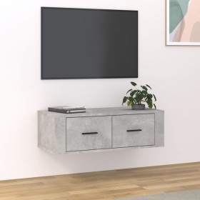 Hanging TV stand in gray wood and concrete, 80x36x25 cm. by vidaXL, TV Furniture - Ref: Foro24-816836, Price: 46,99 €, Discou...