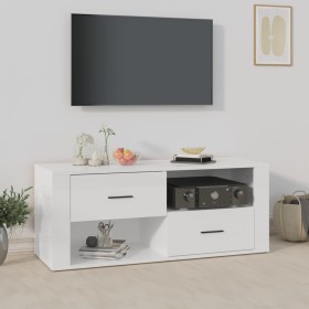 Mueble de TV madera contrachapada blanco brillo 100x35x40 cm de vidaXL, Muebles TV - Ref: Foro24-823101, Precio: 49,22 €, Des...