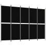 Biombo divisor de 5 paneles de tela negro 250x180 cm de vidaXL, Divisores de ambientes - Ref: Foro24-350221, Precio: 36,05 €,...