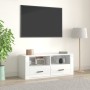 Glossy white plywood TV cabinet 100x35x40 cm by vidaXL, TV Furniture - Ref: Foro24-816810, Price: 65,87 €, Discount: %