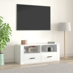 Mueble de TV madera contrachapada blanco brillo 100x35x40 cm de vidaXL, Muebles TV - Ref: Foro24-816810, Precio: 66,99 €, Des...