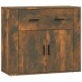 Aparador madera contrachapada color roble ahumado 80x33x70 cm de vidaXL, Aparadores - Ref: Foro24-816573, Precio: 69,74 €, De...