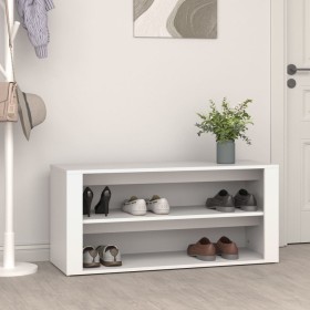 Mueble zapatero de madera contrachapada blanco 100x35x45 cm de vidaXL, Zapateros y organizadores de calzado - Ref: Foro24-816...