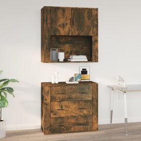 Smoked oak plywood wall cabinet 80x33x80 cm by vidaXL, Sideboards - Ref: Foro24-816589, Price: 75,41 €, Discount: %