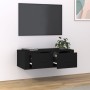 Black plywood hanging TV cabinet 80x36x25 cm by vidaXL, TV Furniture - Ref: Foro24-816833, Price: 80,32 €, Discount: %