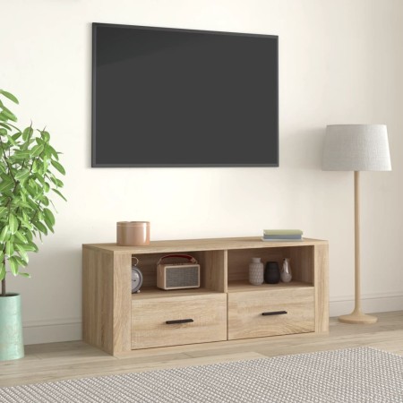 Oak-colored plywood TV cabinet 100x35x40 cm by vidaXL, TV Furniture - Ref: Foro24-816811, Price: 84,35 €, Discount: %