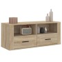 Oak-colored plywood TV cabinet 100x35x40 cm by vidaXL, TV Furniture - Ref: Foro24-816811, Price: 84,35 €, Discount: %