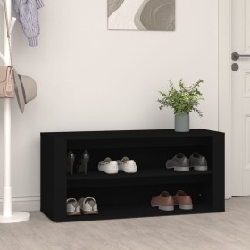 Black plywood shoe cabinet 100x35x45 cm by vidaXL, Shoe racks and shoe organizers - Ref: Foro24-816905, Price: 60,99 €, Disco...