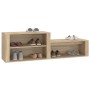 Mueble zapatero madera contrachapada roble Sonoma 150x35x45 cm de vidaXL, Zapateros y organizadores de calzado - Ref: Foro24-...