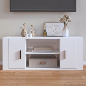 Mueble de TV madera contrachapada blanco brillo 100x35x40 cm de vidaXL, Muebles TV - Ref: Foro24-823093, Precio: 53,99 €, Des...