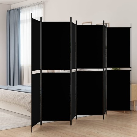 Biombo divisor de 6 paneles de tela negro 300x200 cm de vidaXL, Divisores de ambientes - Ref: Foro24-350241, Precio: 48,52 €,...