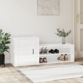 Glossy white plywood shoe cabinet 130x35x54 cm by vidaXL, Shoe racks and shoe organizers - Ref: Foro24-816746, Price: 69,01 €...