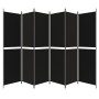 Biombo divisor de 6 paneles de tela negro 300x200 cm de vidaXL, Divisores de ambientes - Ref: Foro24-350241, Precio: 48,52 €,...